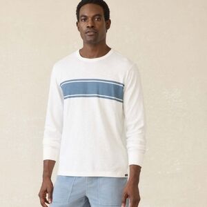 Farherty Men's Long-Sleeve Sunwashed Tee White Suf Stripe